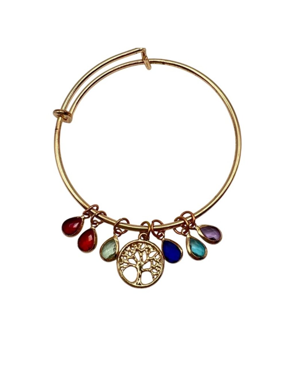 Gold Tone 2 Bracelet Lot Multicolor Enamel Link Charm Bangle Tree of Life Boho - Picture 2 of 14